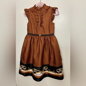 Janie and Jack Houndstooth Dress with Black and Gold Accents